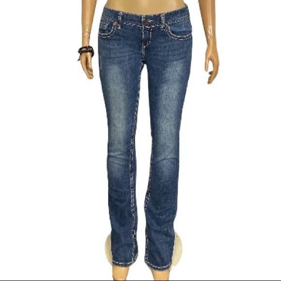 Maurice's jeans Straight Leg factory fading light distressing size 3/4 Long - Picture 3 of 16